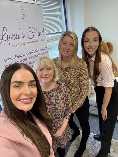 Luna's Fund team have announced an expansion with NHS South Devon Trust. Left to right: Aimee Green (Chief Executive Officer), Nicki Dunwell (Fundraising Coordinator), Emma Oakley (Services Coordinator) and Madie Moore (Events Coordinator).